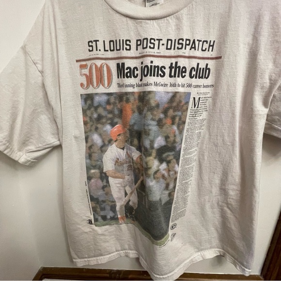 Rare St. Louis Cardinals 1999 McGwire vintage tee 500 homeruns baseballl XL - Picture 2 of 6